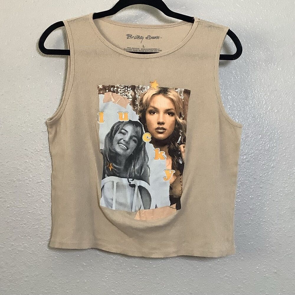 Vintage‎ Y2K 2000s Graphic Britney Spears Lucky Tank Top Concert Festival L